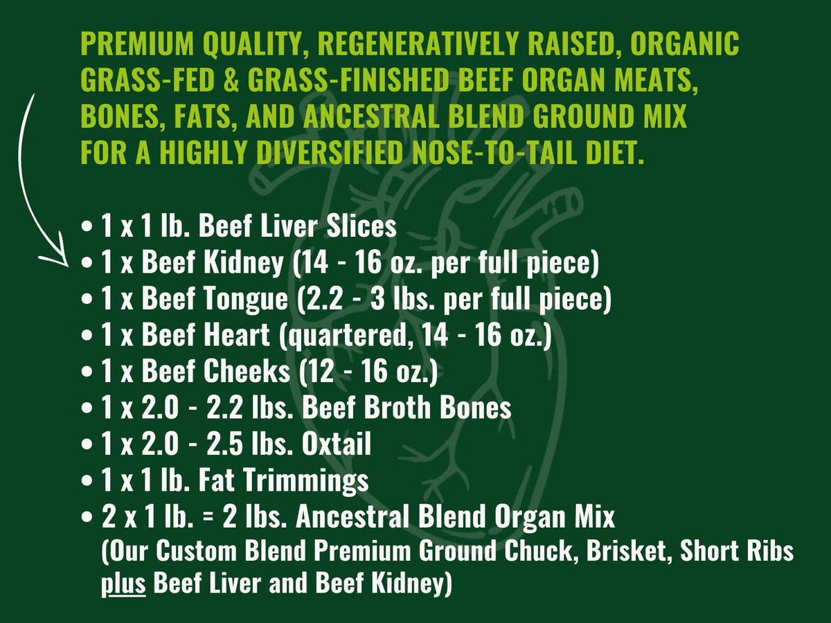 Tru Offal Box Organic, Grassfed & Grassfinished Organ Meats & Ancestral Blend Ground Curated